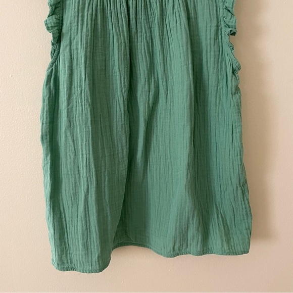 J. Crew Green Ruffled Blouse with Mandarin Collar - Picture 9 of 11